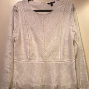 White lace long sleeve Banana Republic peplum top
